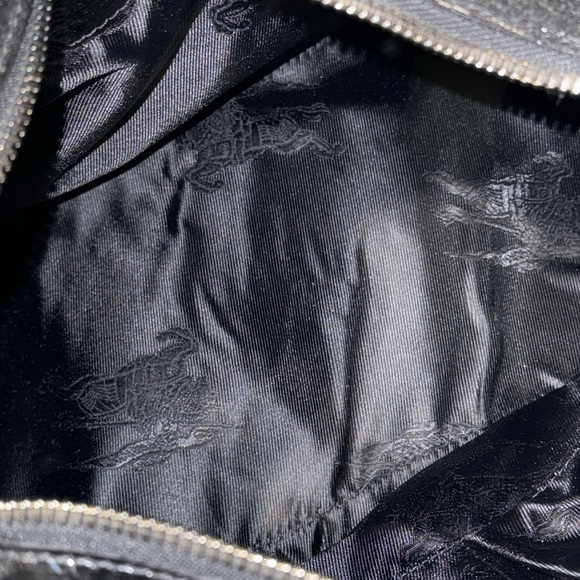 BURBERRY Black Patent Leather Cartridge Pleated Large Lowry Tote Bag - Picture 6 of 7